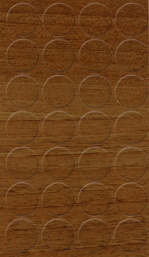 [250350V-D20] Selbstklebende Abdeckkappen f. Möbel - Ø 20 mm | Dekor: "Nussbaum Ecco" (28 Stk.)