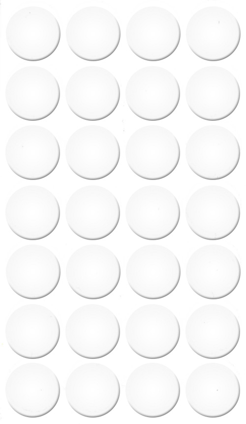 [250321V-D20] Selbstklebende Abdeckkappen f. Möbel - Ø 20 mm | Dekor: "Weiß-glanz" (28 Stk.)