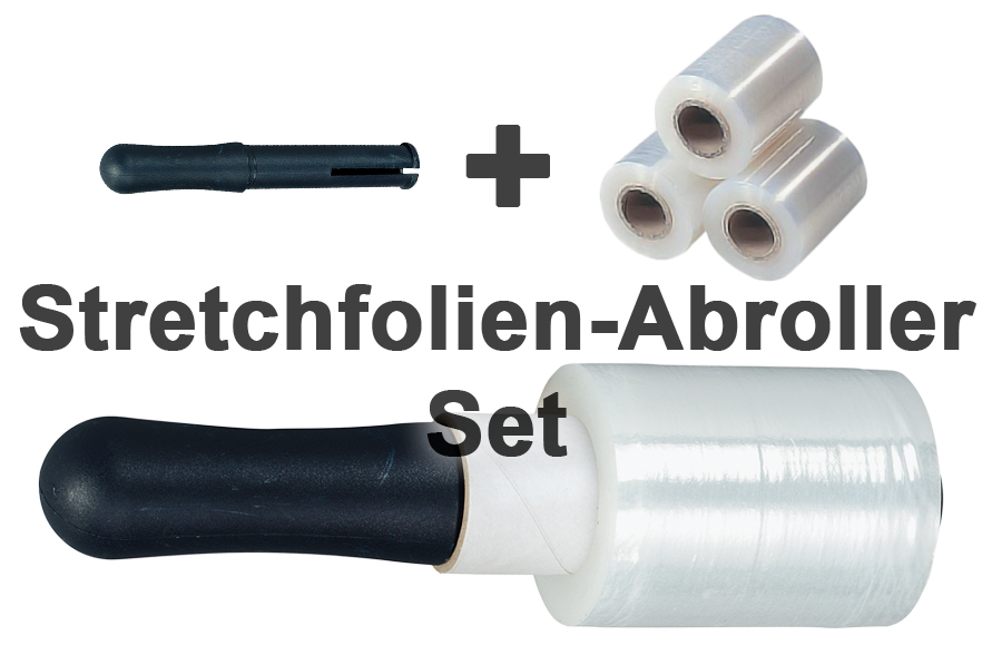 Test-Set Stretch-Handy inkl. 3 Rollen Folie | (B) 10 cm (L) 150 m | Stärke: 23 my