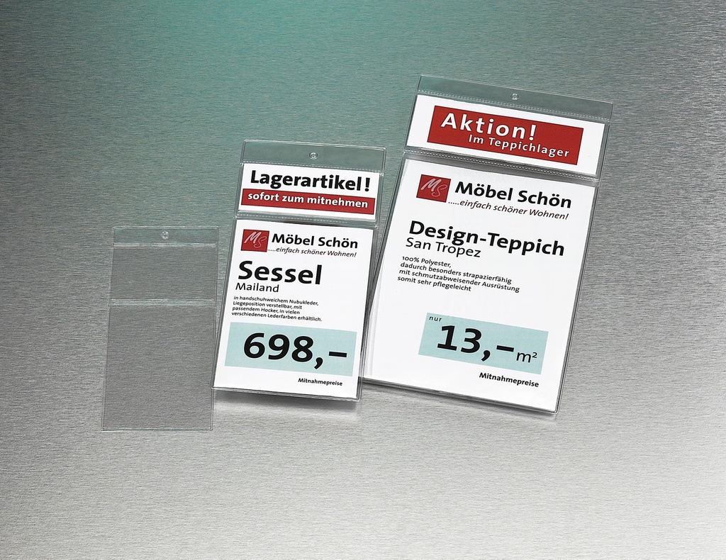 Preisschild-Schutzhüllen DIN A6 + 36mm