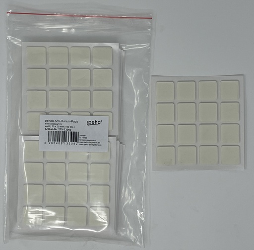 [27V-T3060] Anti-Rutsch-Pads a. Moosgummi, weiß | 20 x 20 mm | Stärke: 3 mm (160 Stk.)