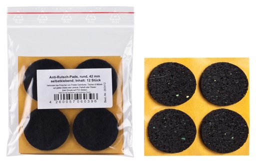 [28V-T3412S3] Antirutsch-Pads, selbstklebend, schwarz | Ø 42 mm | Stärke: 3 mm (12 Stk.)