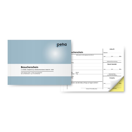 [18835] Besucherschein, selbstdurchschreibend, A6 quer | mit Ablagelochung