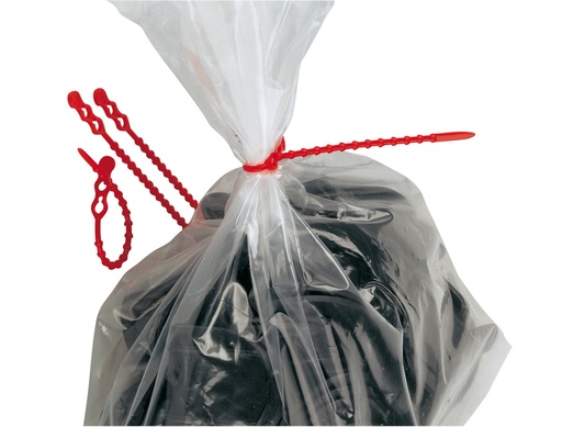 [2102V-L18] Blitzbinder - Beutelschließer aus PE, rot (500 Stk.) | Länge: 18 cm