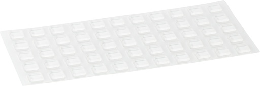 [285025TR-Q10] Elastikpuffer - quadratisch, transparent | 10x10mm | Höhe: 2,5mm (55 Stk./Streifen)