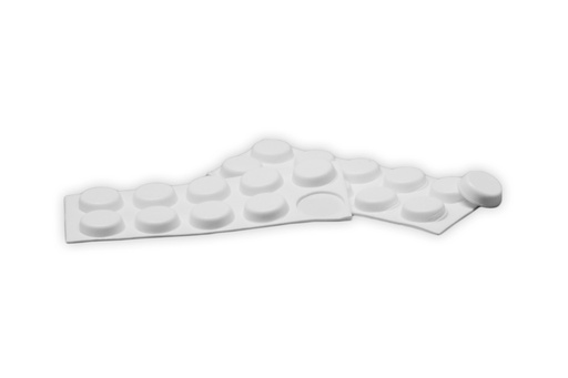 [284040WE-D13] Elastikpuffer - zylindrisch, weiß | Ø 13mm | Höhe: 4,0mm (20 Stk./Streifen)