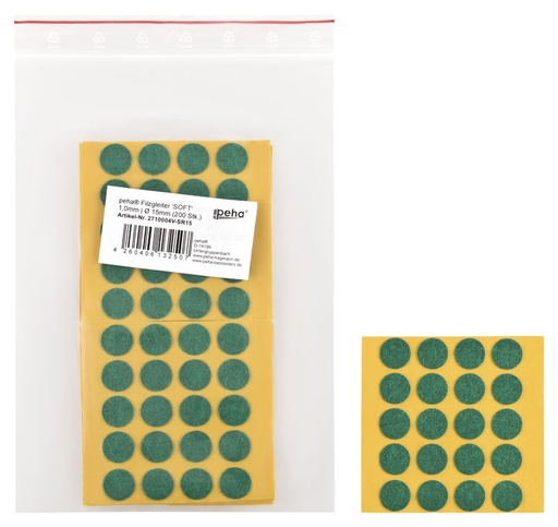 [2710004V-SR15] Filzgleiter selbstkl. SOFT - 1,0 mm stark, grün | Ø 15 mm (200 Stk.)