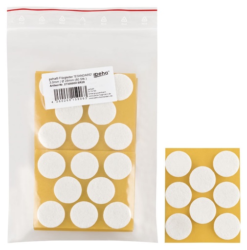 [2730000V-SR28] Filzgleiter sk STANDARD- 3,0 mm, weiß, rund | Ø 28 mm (80 Stk.)