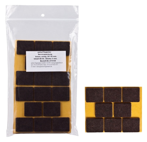 [2730001V-SV25] Filzgleiter sk STANDARD-3,0 mm, braun | 25 x 30 mm (80 Stk.)