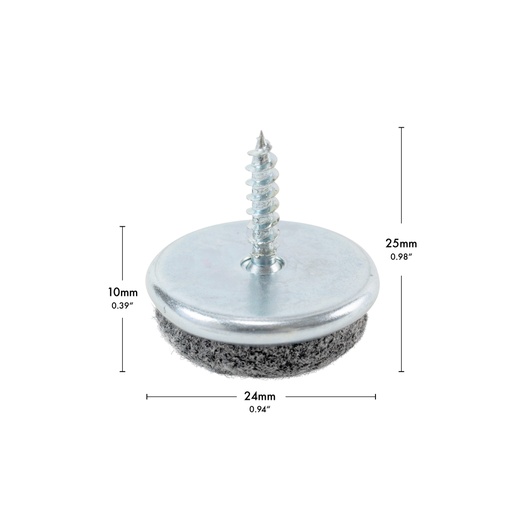 [2833V-S24-P16] Filzgleiter zum Schrauben (16 Stk.) | Ø 24 mm