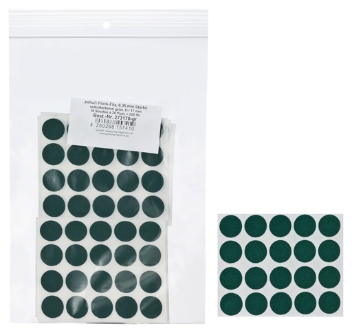 [273170-GR] Flock-Filz selbstkl. 0,35mm, rund | schwarz Ø 17 mm (200 Stk.)