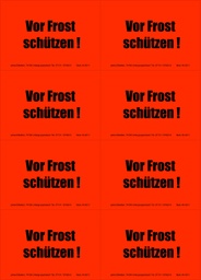 [620V-H11] Hinweis-Etiketten 8 Stk./Blatt signalrot, 99x69 mm | Aufdruck: &quot;Vor Frost schützen!&quot;