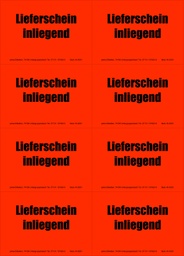 [620V-H01] Hinweis-Etiketten 8 Stk./Blatt signalrot, 99x69 mm | Aufdruck: &quot;LIEFERSCHEIN inliegend&quot;