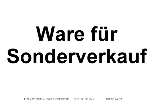 [622V-A628] Hinweis-Etiketten Einzelblatt DIN A6 (100 Stk.) | Text: "Ware für Sonderverkauf" (signalrot)