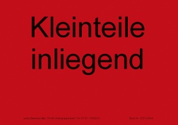 [622V-A637] Hinweis-Etiketten Einzelblatt DIN A6 (100 Stk.) | Text:&quot;Kleinteile inliegend&quot; (rot)