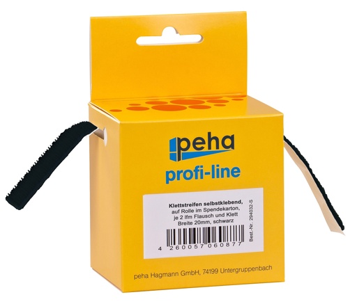 [294032-W] Klettstreifen im Spendekarton, weiß | (B) 20 mm (L) 2m jeweils Klett & Flausch