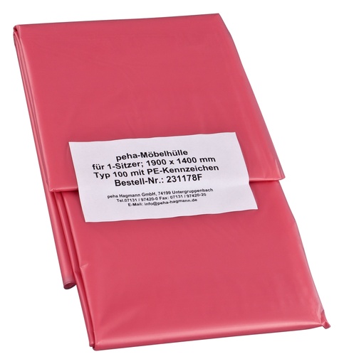 [2311V-T100F1] Möbelhülle einzeln gefaltet, reißfeste PE-Folie | Typ 100 | Sessel - (L) 1900 x (B) 1400 mm