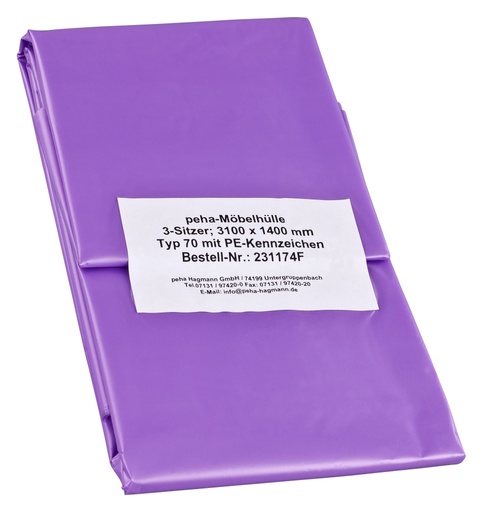 [2311V-T100F3] Möbelhülle einzeln gefaltet, reißfeste PE-Folie | Typ 100 | 3-Sitzer - (L) 3100 x (B) 1400 mm