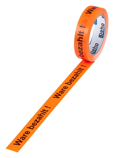 [62V-7502WB] PVC Hinweis-Klebeband (B) 25 mm (L) 66 m | 'Ware bezahlt'