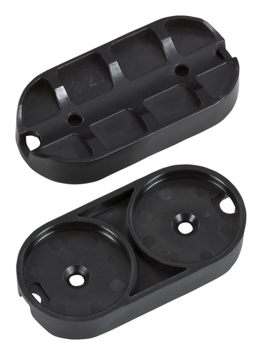 [6063-SC25] QuickClick Basisteil 'Oval' z. Schrauben, | schwarz | 52x27mm | f. 25mm Stahlrohr | (20 Stk.)