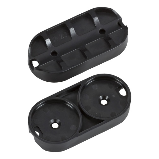 [6061-SC20] QuickClick Basisteil 'Oval' z. Schrauben, | schwarz | 42x22mm | f. 20mm Stahlrohr | (20 Stk.)