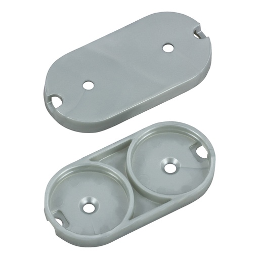 [6060-SI20] QuickClick Basisteil 'Oval' z. Schrauben, | grau | 22 x 42 mm | (20 Stk.)