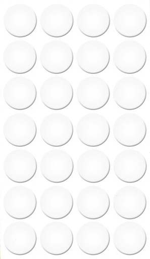 [250322V-D20] Selbstklebende Abdeckkappen f. Möbel - Ø 20 mm | Dekor: "Kristallweiß" (28 Stk.)