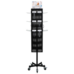 [29601-SET] peha profi-line Verkaufsregal - Lochplattenständer fahrbar - 4 Lochplatten, schwarz, inkl. 23 Haken &amp; Scannerhalter