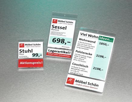 [G25233] Schutzhülle mit Doppelfach oben f.Etikettenformat DIN A6 (105x148 mm), BxH, Zusatzfach 36 mm hoch Aufhängeloch umschweißt, kleines Fach unten